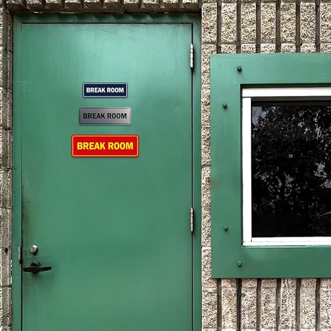 Standard Break Room Door or Wall Sign - Brushed Gold - Small 2 Pack