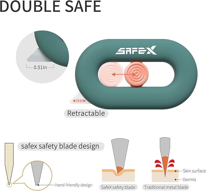 Box Cutter Retractable, Box Opener, Ceramic Box Cutter, Built-In Magnetic, Mini Box Cutter, Safety Box Cutter, Cute Box Cutter, Small Box Cutter For Women, Package Opener, Box Opener Tool (GREEN)