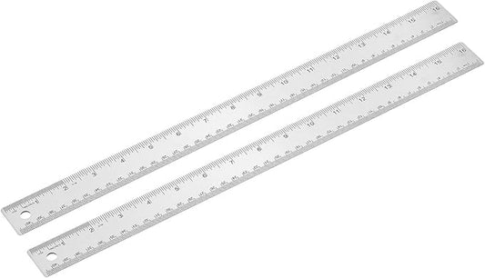PATIKIL 16 Inch Stainless Steel Ruler Straight Edge Ruler, 2 Pcs Cork Backing Non-Slip Metal Ruler with Inches Centimeter Metric Measuring Tools for Office