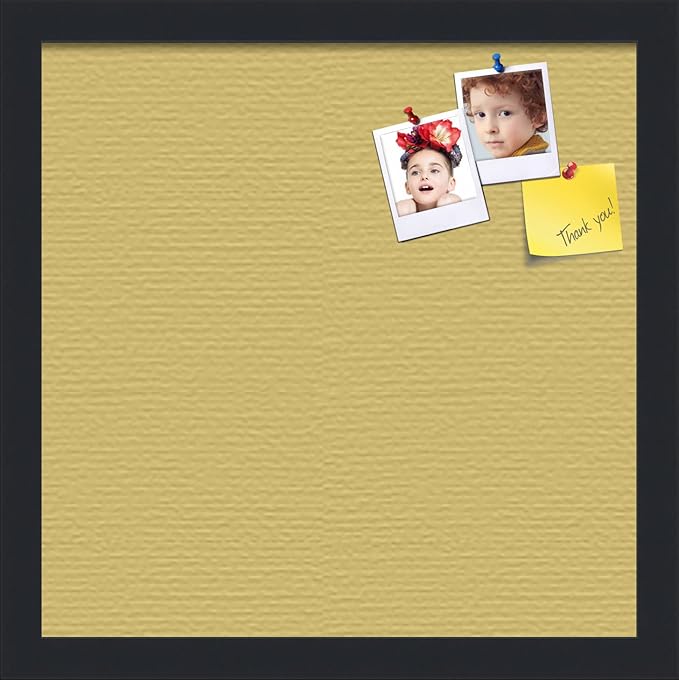 PinPix 14x14 Inch Cork Bulletin Board. This Decorative Framed Pin Board Comes with Honey Pastel Design and a Satin Black Frame. Ideal for Home Office Decor or Message Board (PinPix-1810)