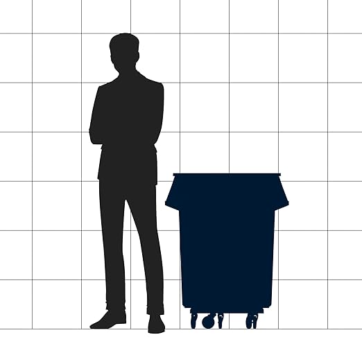 55 Gallon White Round Commercial Trash Can with Lid and Dolly