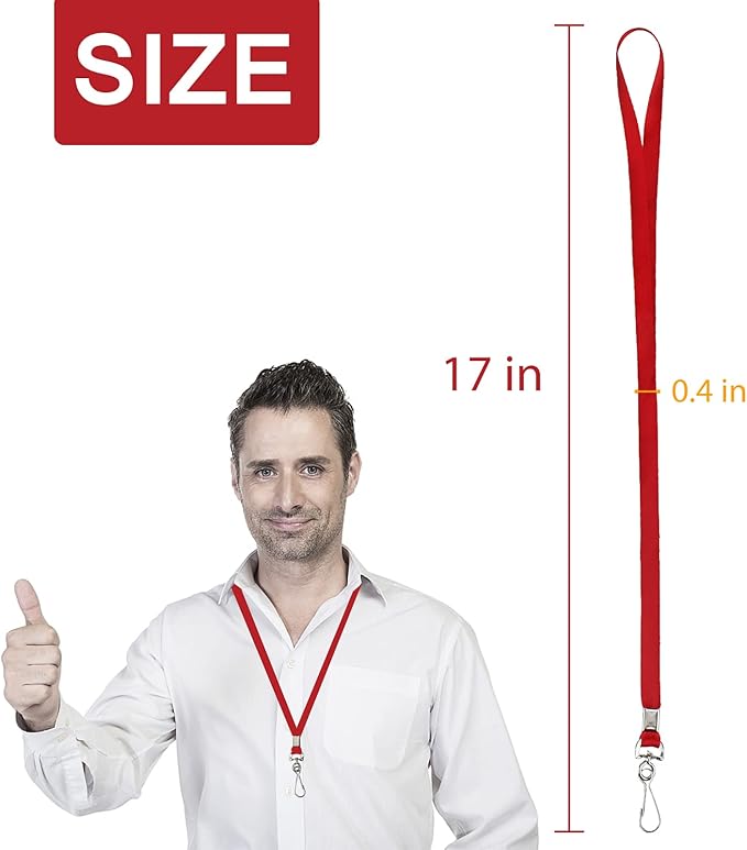 Red Lanyards Bulk 50 packs Lanyards for ID Badges,Lanyards with Swivel Hook Clips for Name Tag Lanyard ID Holder