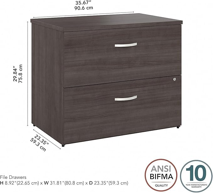Bush Business Furniture Hybrid 2 Drawer Lateral File Cabinet-Assembled, Storm Gray