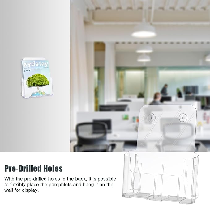 Acrylic Brochure Holder 8.5x11 Inches Slant Back Design, Clear Display Stand, Plastic Table Stand Sign Holder,Pamphlet Holder Flyer Holder, Acrylic Display Stand, Acrylic Table Signs Plastic Paper Holder for Office, Home, Store, 4 Pack