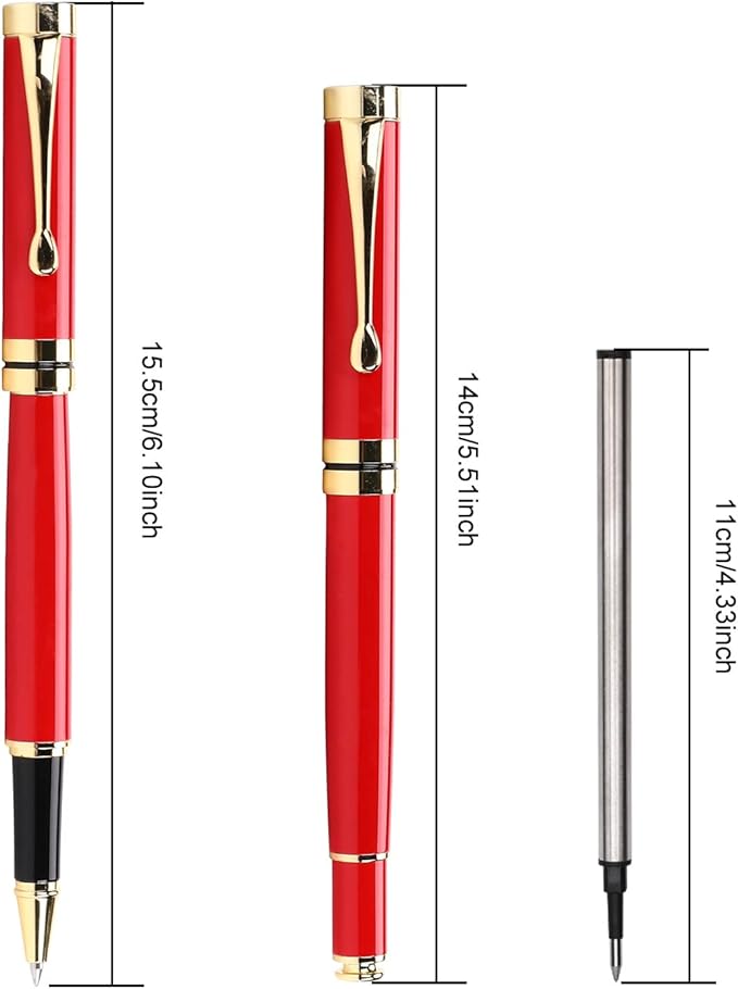 YIVONKA Personalized custom pen Luxury pens Free Engraving roller Ballpen,Ballpoint pen,office ballpoint pen, Black Ink,Gifts for Men,Women, Classy Gift Box (Red)
