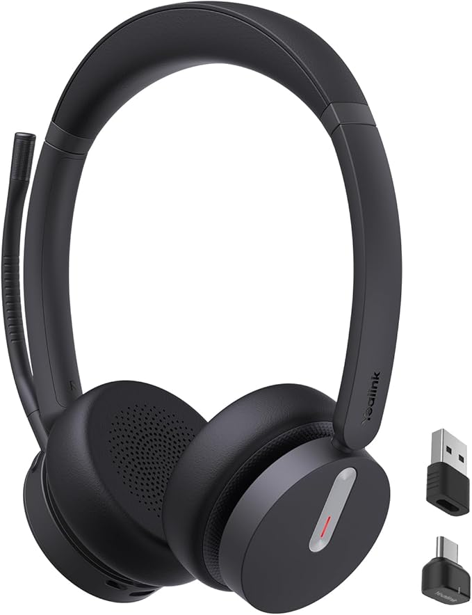 Yealink BH70 Dual Wireless Headset with Mic for Work, Bluetooth Headphone with Teams Certification, up to 35h Talk Time, 147g All-Day Wearing Comfort, Perfect for Open Office Home Hybrid Work