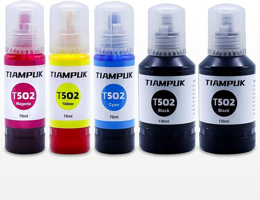 5 Pack T502 502 Ink Refill for Ecotank ET-4850 ET-4760 ET2750 ET-3760 ST-4000 ET-15000 ET-2850 ST-2000 ET-3710 ET-3850 ET-3750 ET-3830 ET4750 ET3700 ST3000 ET2700 ET2760 Printer