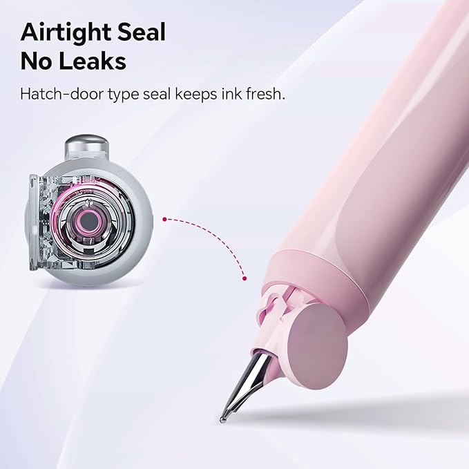 WRITECH Left Handed Fountain Pen: Fine Nib Retractable Style Black Ink Set Includes 5 Ink Cartridges Smooth Writing for Calligraphy Journaling Office Gift