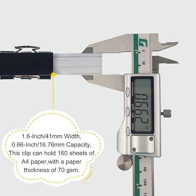 DSTELIN Large Binder Clips 1.6-Inch (24 Pack), Big Paper Clamps Clips for Office Supplies, 1.6-Inch/41mm Width, 0.7-Inch/18mm Capacity, Black