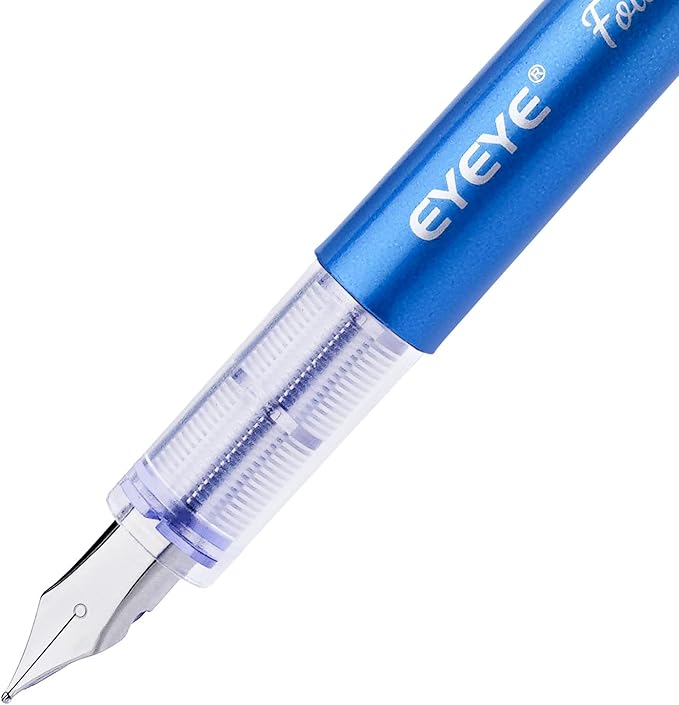 EYEYE Disposable Fountain Pens for Writing, Medium Point Stainless Steel Nib, Pack of 8 Assorted Colors