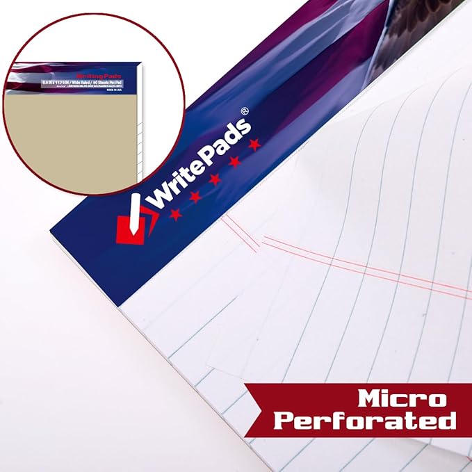 KAISA Legal Pads Letter Size Wide Ruled Writing Pads, 8.5x11 Legal Pad Note Pads 50 Sheets Per Pad,Ruled Paper Notepads, 20 lb Heavy Paper, Rigid Back, Veteran 2 Pads，BK-3098，Made In The USA