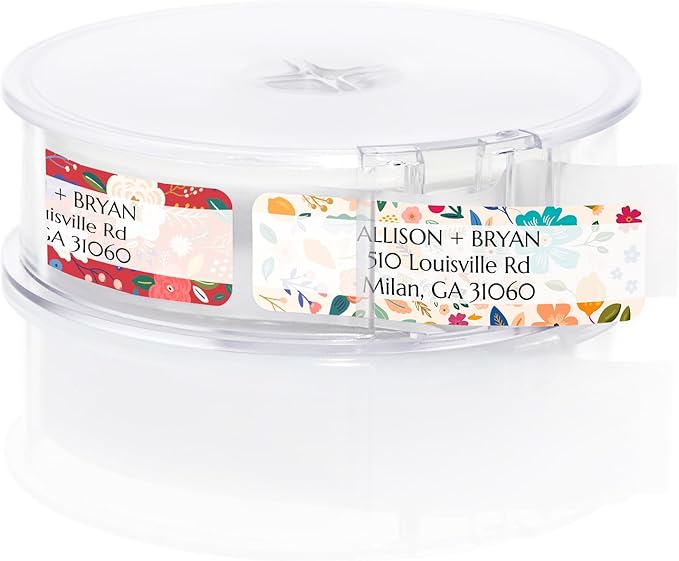 Multicolored Floral Print Rolled Address Labels / 250 Personalized Return Address Labels/Designer Address Stickers in Elegant Plastic Dispenser