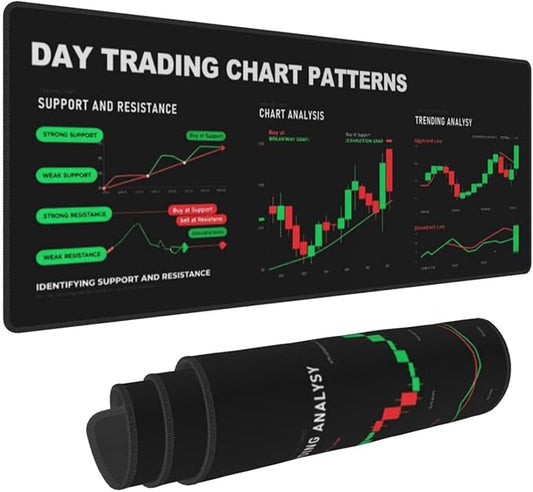 Stock Market Mouse Pad 31.5 X 11.8 Inch Big Desk Rubber Base Stitched Edges Keyboard Pad XXL Mouse Mat for Home Game and Office