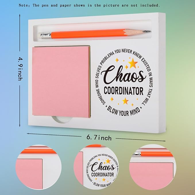 Chaos Coordinator Gifts Funny Inspirational Desk Organizer for Administrative Assistants Teachers Moms – Appreciation Birthday Farewell, Office Humor Desk White Note Pad Holder XBCT6