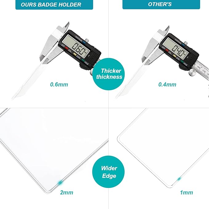 100 Pcs Clear Badge Holder Horizontal ID Card Holder Waterproof Plastic Card Name Badge Holder for Office, School, Conference