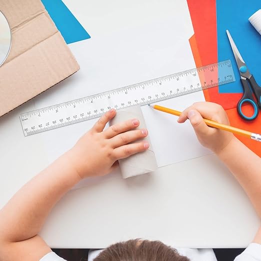 Zonon 60 Pieces 12 Inch Ruler Bulk Clear Plastic Flexible Straight Metric Rulers with Centimeters and Inches Drafting Measuring Tool for Classroom School Students Education