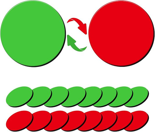 75 Pcs 1” Double-Sided Red Green Magnets, Flip Over Colored Magnetic Dots for Whiteboard, Refrigerator, Office (75, Red/Green-Colors)