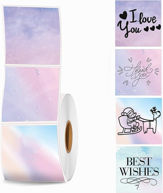 2''×2‘’ Square Thermal Sticker Labels, Self-Adhesive 2 Inch Direct Thermal Labels, Multi-Purpose Sticker for DIY Logo Design,Name Tag,QR Code, 500 Pcs/1 Roll, Starry Sky