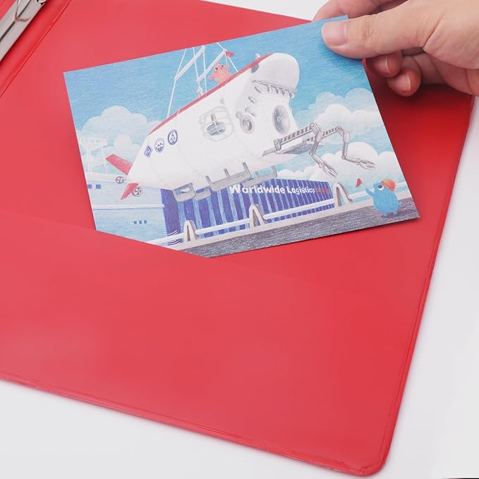 COMIX 3 Ring Binder 2 inch with Clear View Cover, 2" View Binder Holds 450 Sheets of US Letter Size Paper, 6 Pack (Red)