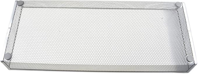 HAHIYO Stackable Mesh Tray Cup 15 x 6 x 2 inches Sturdy Container for Desk Drawer Organizer Collection for Home Office School kitchen Soft Foam Feet No Sharp Edges 1 Pack Silver
