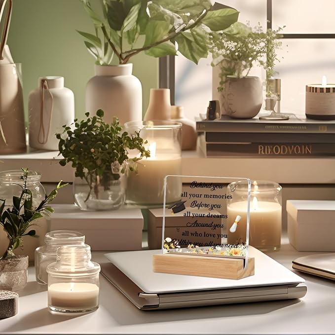 Graduation Gifts for College Seniors Masters Doctor Acrylic Sign with Wood Stand, Graduation Decorations Congratulations Graduation Bedroom Living Room Desk Cubicle Table Shelf Decor