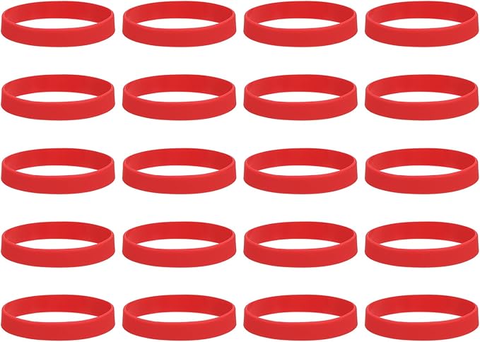 MECCANIXITY 100Pcs Silicone Rubber Bands Non-slip 4 Inch Flat Elastic Rubber Wrapping Bands for Books, Traps, Art, Wrapping Paper, Cord Wraps, Red