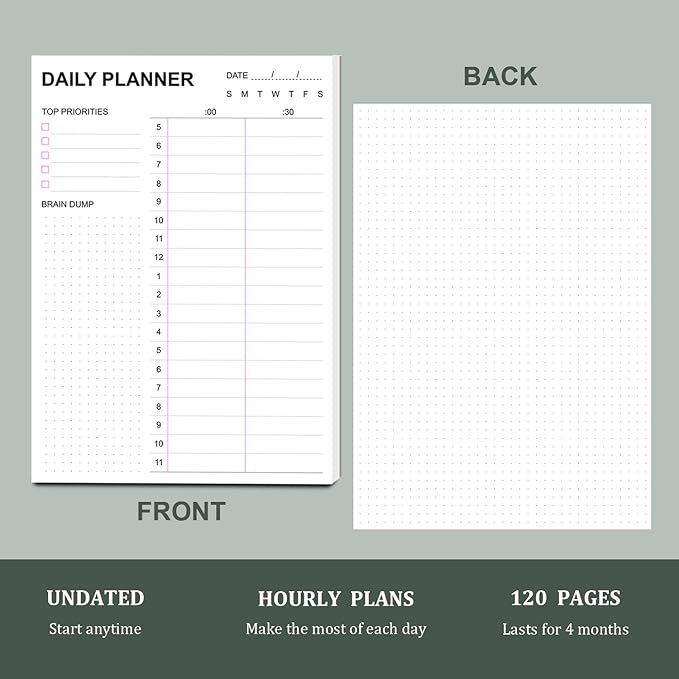 Tiankool To Do List Notepad - Daily To Do List with Priorities, Hourly Scheduler and Notes - Daily Planner Notepad for Work, Study, Appointments, 60 Tear Off Sheets Planning Pad, 7x10 Inch