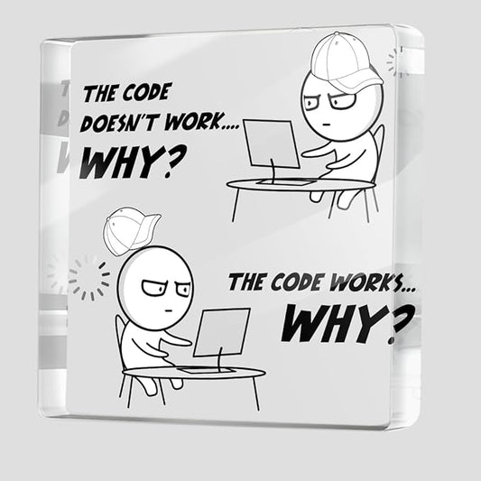 Funny Programmer Gifts for Men, It Tech Computer Science Engineering Gifts for Software Engineer, The Code Doesn't Work Why, Humorous Acrylic Plaque Desk Decorative Signs for Office Cubicle