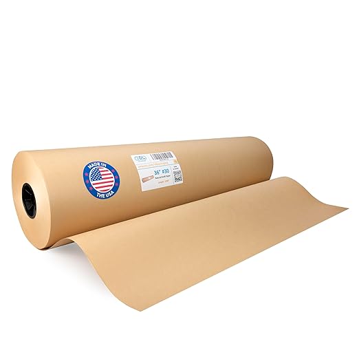 IDL Packaging 36" x 14400" (1200 feet) - USA-Made Large Brown Kraft Paper Roll - 30lb Thickness - Natural Kraft Wrapping Paper for Packing, Void Filling - Craft Material for Kids Art Projects