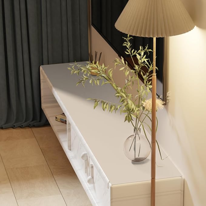 Leather Dresser Cover,1.8mm Thick,14x40 Inch,Dresser Protector Top,Dresser Top Protector,Dresser Cover Top,Dresser Top Cover,Dresser Cover Top for Bedroom.(Off White+Light Gray,14x40)