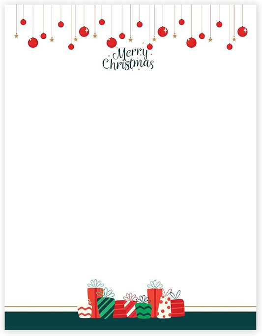 easykart labels Christmas Stationery Paper Letterhead Sheets 60 Pack Holiday Xmas Theme Design For Writing Letters Computer Office Notes & Printing Supplies Size 8.5" X 11"