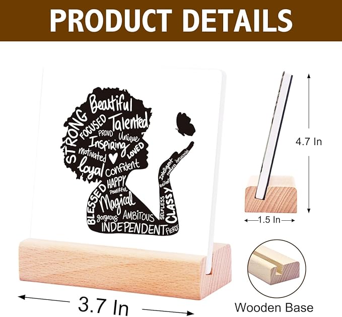 Inspirational Office Desk Decor for Women Girls,Strong Beautiful Loved Ceramic Plaque Sign for Office Desk Decor,Positive Gifts for Boss Colleague