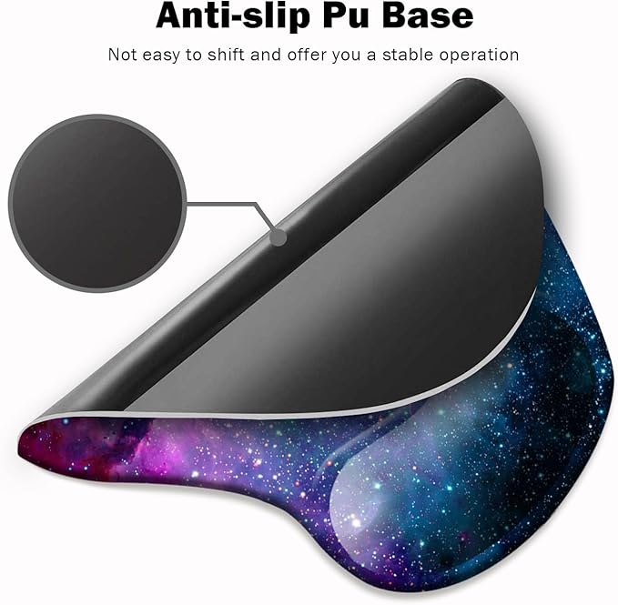 Ergonomic Mouse Pad with Wrist Support,Mouse Pads with Non-Slip PU Base for Home Office Working Studying Easy Typing & Pain Relief Blue Nebula