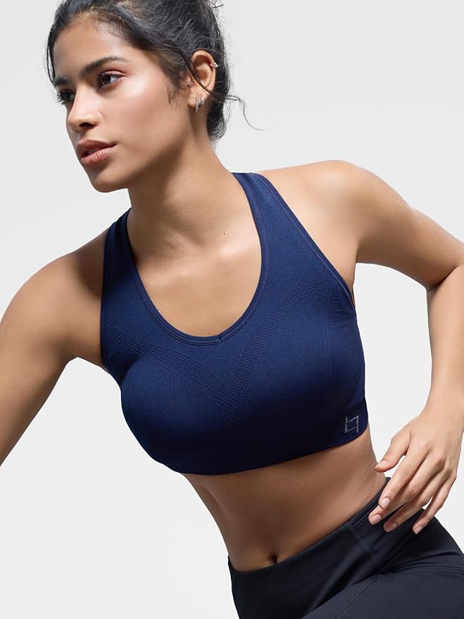 FITTIN Racerback Sports Bras for Women - Padded Seamless Support Bra for Yoga Gym Workout Fitness