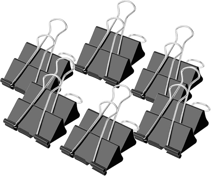 Ufmarine Medium Binder Clips 1.25 Inch Length, (120 Pcs) Black Medium Paper Clips for Office