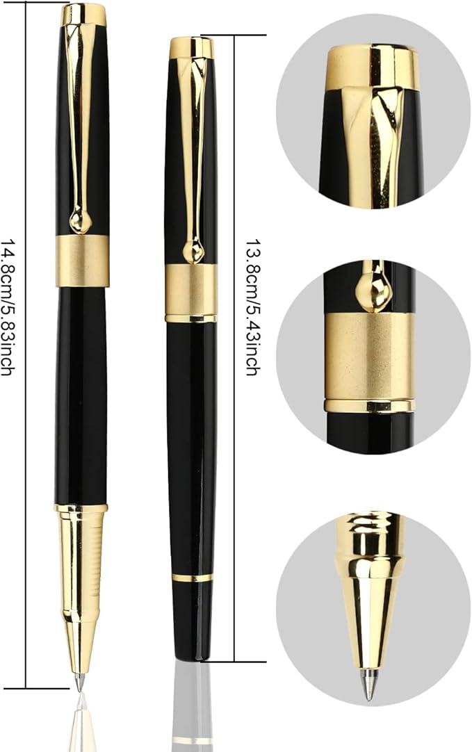 YIVONKA Ballpoint Pen Black Refill,Luxury Ballpoint Line width 0.5mm,Best Ball Pen Gift Set for Men & Women Professional Executive,Office,Nice BallPens Classy Gift Box (2 Black)