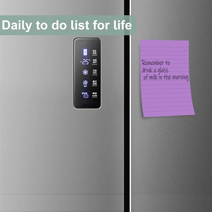 24 Pack Lined Sticky Notes 4X6 in Self Sticky Note Pads Colorful Post Stickies for Office, Home, School, Meeting, 50 Sheets/pad, (Light Color)