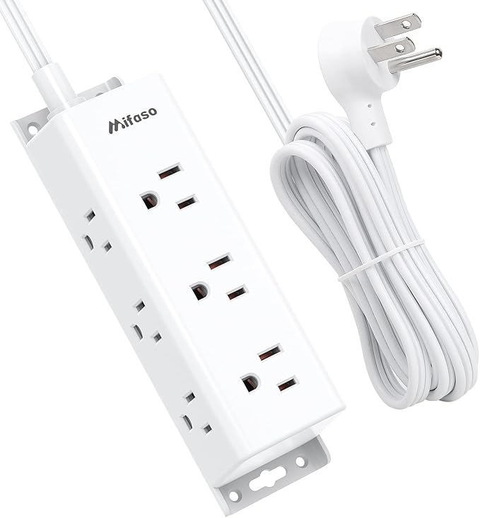 Surge Protector Power Strip - 9 Widely Spaced Multi Outlets, Wall Mount, 3 Side Outlet Extender with Extension Cord, Flat Plug, Overload Protection, Home Office Dorm Room Essentials (10FT, White)