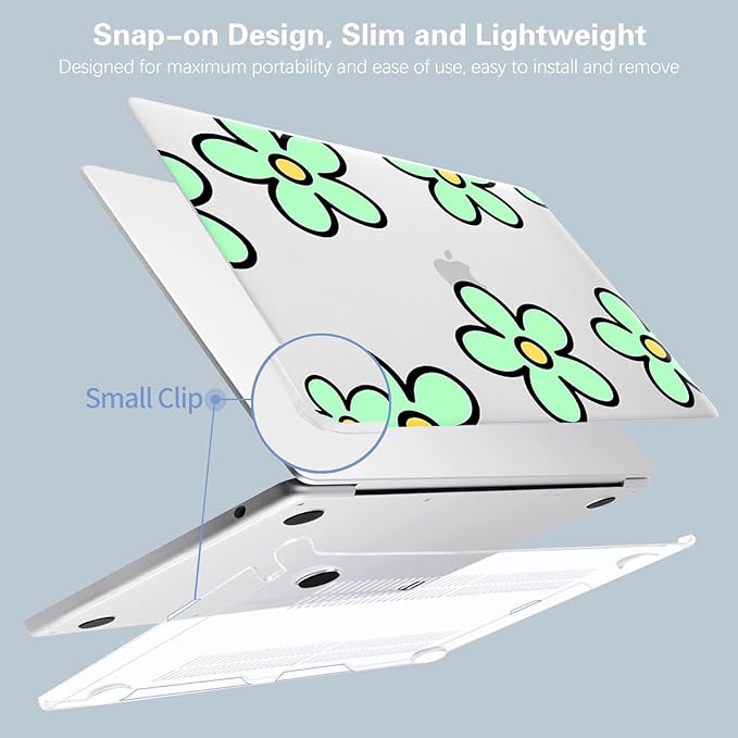 KEROM Compatible for MacBook Air 13 inch Case 2025 M4, 2024-2022 M3 M2 A3240 A3113 A2681, Cute Sleek Aesthetic Plastic Hard Shell & Keyboard Cover for MacBook Air 13.6 inch Case, Minimalist Flower