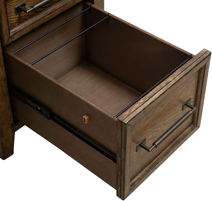 Liberty Furniture Carolina Park Jr Executive Credenza with Keyboard Tray, Locking File Storage for Home Office- Amber Brown Oak Wood