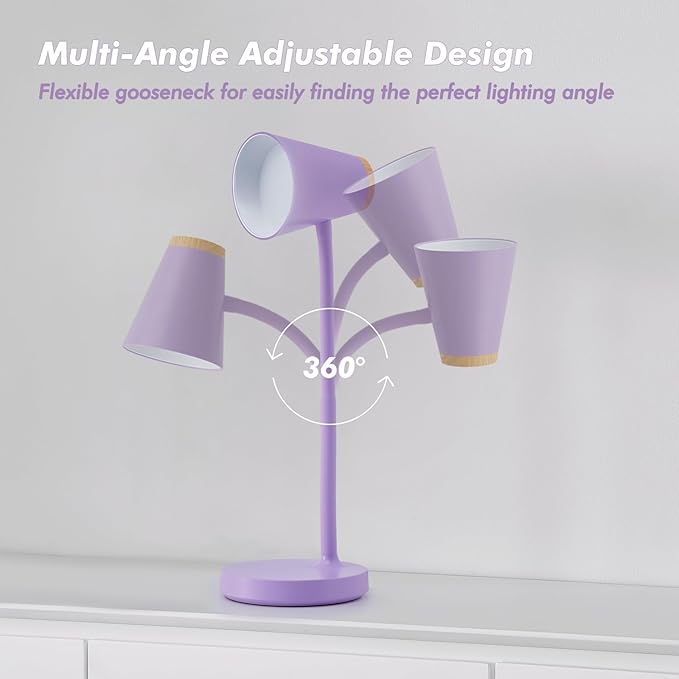 Desk Lamps for Home Office - Small LED Desk Lamp Touch Dimmable Reading Light for College Dorm Room - Adjustable Flexible Gooseneck Table Lamp for Bedside Bedroom Nightstand Purple