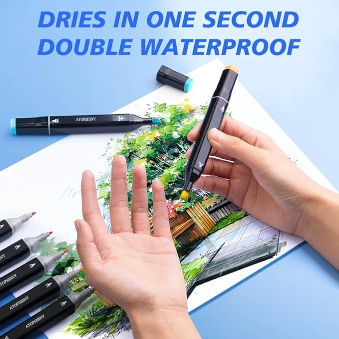 Alcohol Markers 168 Colors Drawing Pens Set Dual Tip Permanent Art Markers for Kids and Adult Gifts-168 Black Shell Refillable