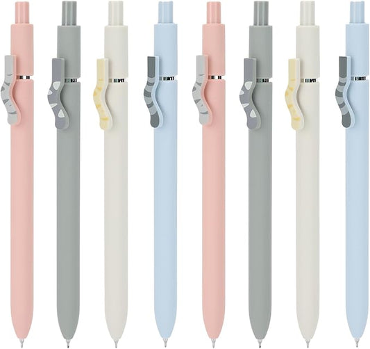 Ddaowanx Cute Cat Pens,8 Pcs 0.5mm Quick Dry Black Ink Gel Pens Fine Point Smooth Writing Pens,Cat Lover Gifts for Women Men