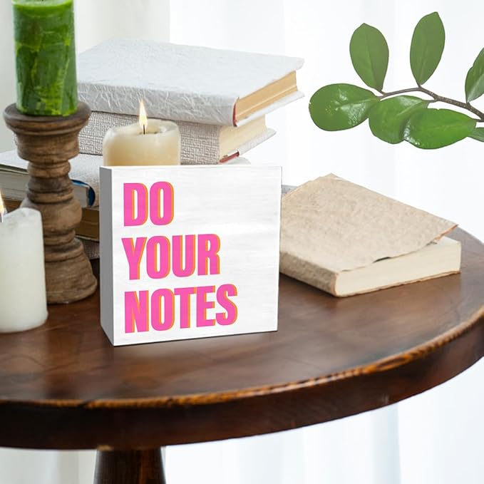 thoqii Therapy Office Desk Decor for Women, Mental Health Decor School Counselor Psychologist Therapist Office Decoration for Homeschool Classroom Bedroom, Do Your Notes Sign Wooden Box