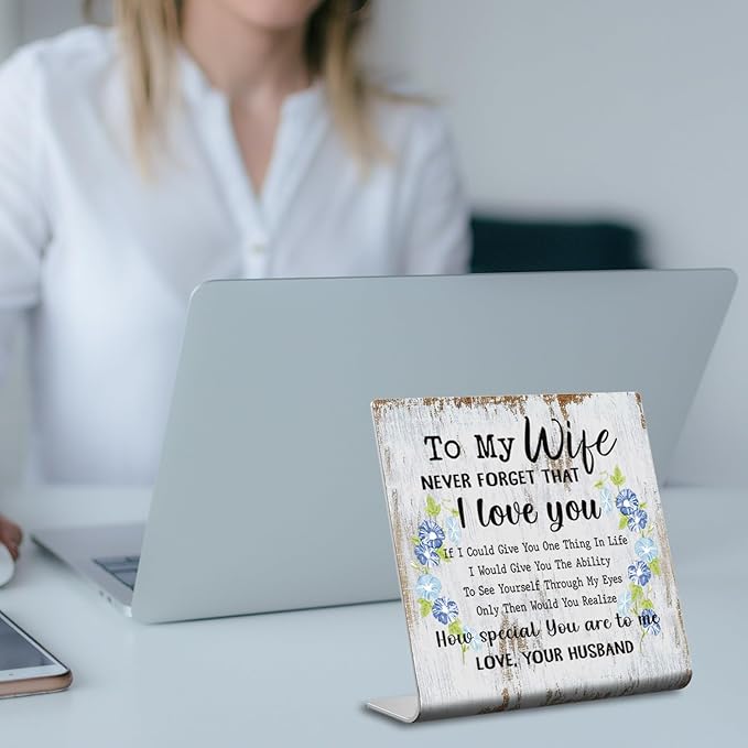 XUV66 To My Wife Sign Plaque - Romantic Gift for Wife - Wedding Anniversary, Birthday, Christmas, Valentine's, Mother's Day from Husband - 4 x 4 inch