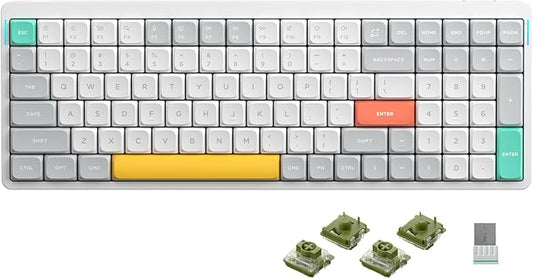 nuphy Air96 V2 Wireless Mechanical Keyboard,100 Keys Gaming Keyboard,Supports Bluetooth 5.1,2.4G and Wired Connection,for PC/Laptop/Windows/Mac -White Gateron Moss Switch