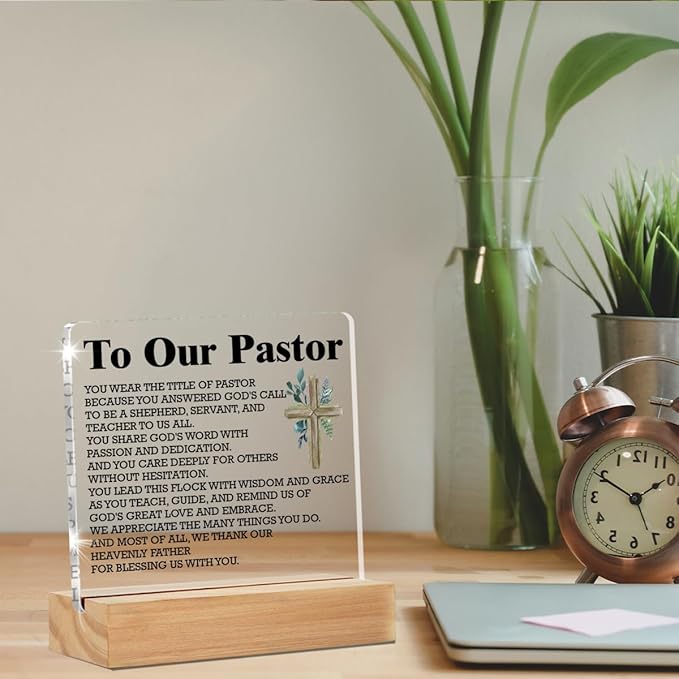 Gifts for Pastors, Thank You Gift for Pastor Preacher Church Leader, to Our Pastor Clear Desk Decorative Sign Home Acrylic Decor