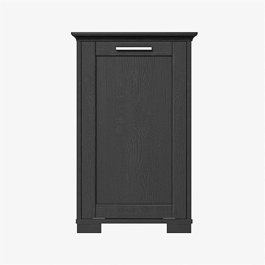 OLD CAPTAIN Wooden Tilt Out Trash Cabinet, Wooden Kitchen Garbage Can Free Standing Holder, Black Finish…