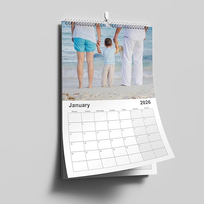 Custom Calendar 2026 for Home & Office - Print Your 13 Memories,Make Your Own Personalized Calendar Customized Christmas Gift &use your photo (Wall Calendar 8.27"×11.69", 2 Packs)