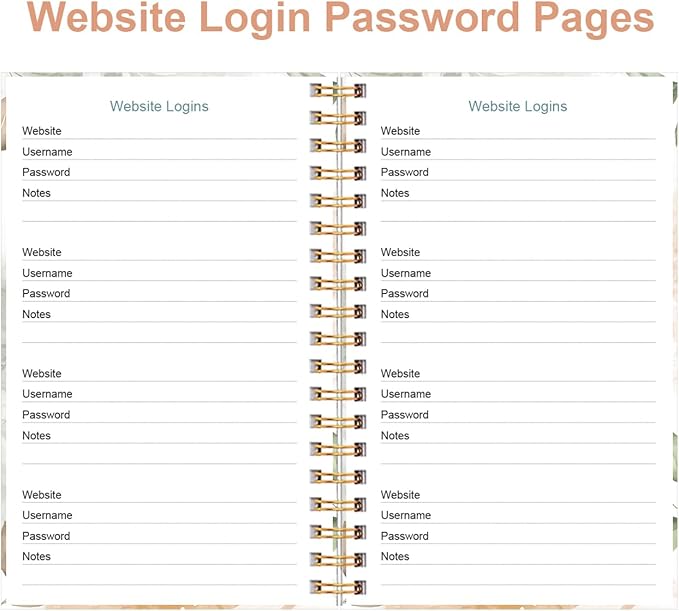 Address Book with Alphabetical Tabs - Small Address Book Spiral with Address Contacts, Special Date, Phone, Birthday & Internet Login Password for Home and Office, 4.3" x 6.2", Rose Leaf